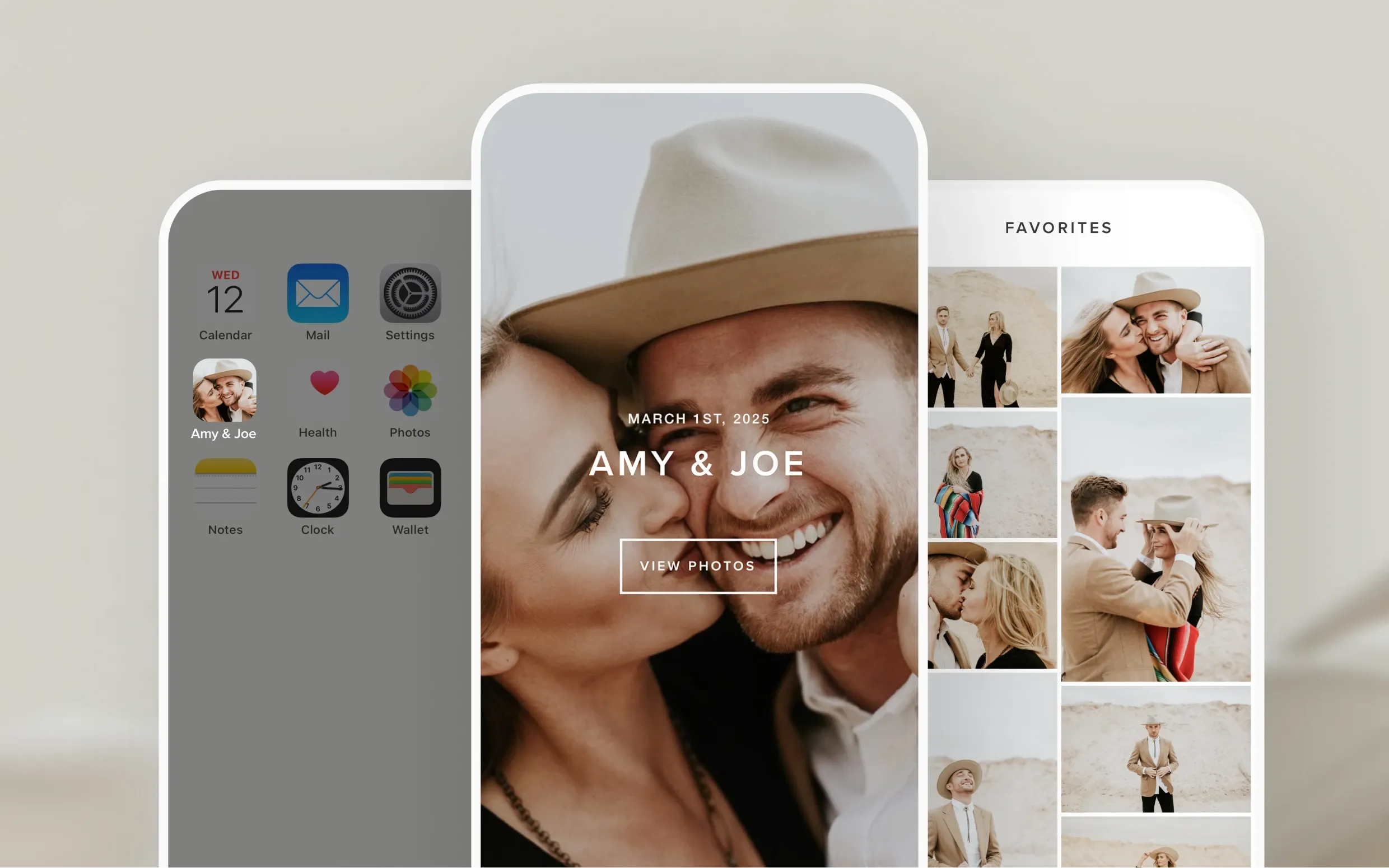 foto.umbii.boo Mobile Gallery App lets photographers deliver beautiful galleries clients can save to their phones, like Amy & Joe’s wedding gallery with favorites and custom icon.