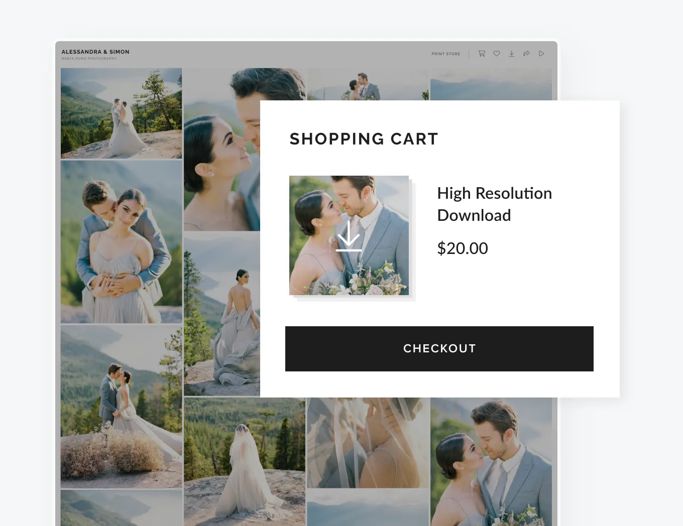 foto.umbii.boo Client Gallery gives photographers more control over digital downloads, offering clients high-resolution or web-ready images for purchase and instant delivery.